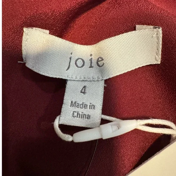 36. JOIE NWT $348 Mairead Tie Waist Crop Culotte Jumpsuit in Garnet Size 4 - Picture 8 of 11